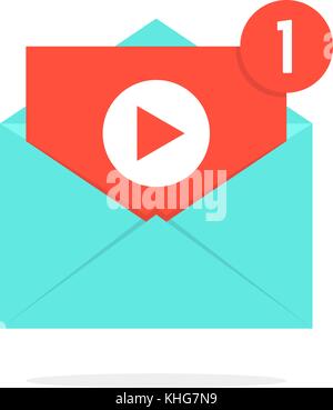 Video sul pulsante Notifiche nella lettera Illustrazione Vettoriale