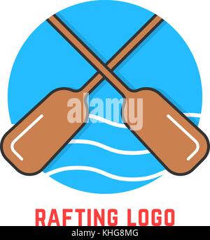 Rotondo blu del logo di rafting Illustrazione Vettoriale