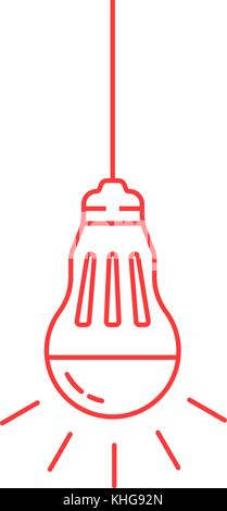 Rosso linea sottile lampadina led Illustrazione Vettoriale