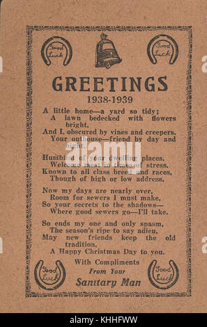 1 206997 Natale greeting card dall'uomo Sanitari, 1938 Foto Stock