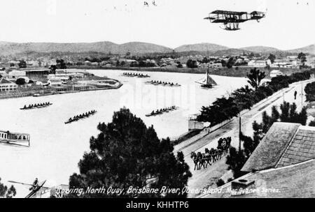 1 161687 Canottaggio sul fiume Brisbane a North Quay, Queensland, ca. 1916 Foto Stock