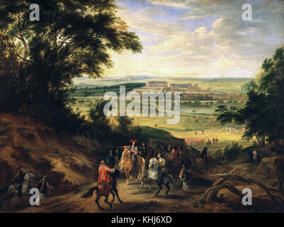 Adam Frans Van Der Meulen - Vista del Castello di Versailles visto da altezze di Satory nel 1664 Foto Stock