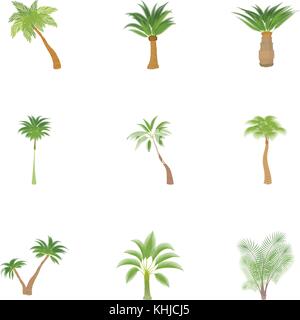 Palm tree set di icone, stile cartoon Illustrazione Vettoriale