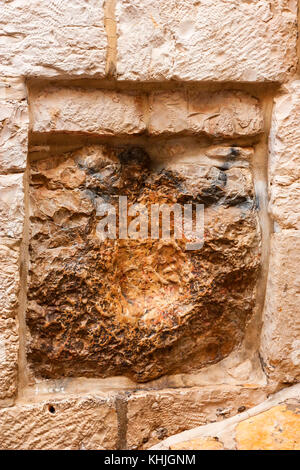 Gerusalemme, Israele - Novembre 2011: handprint di Gesù Foto Stock