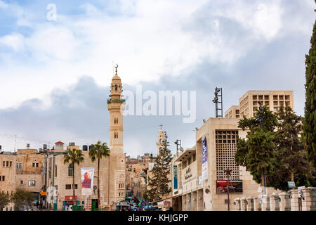 Via di Betlemme in giornata nuvolosa Foto Stock