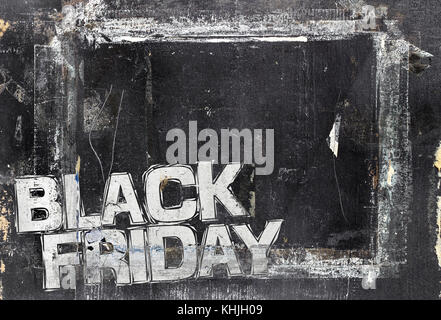 Venerdì nero modello promozionale abstract grungy sfondo per il vostro design. Foto Stock