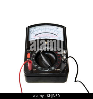 Multimetro analogico essendo utilizzato come un voltmetro Foto Stock