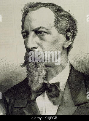 Ferdinando II del Portogallo (1816-1885). Il tedesco principe della casa di Sassonia Coburgo - Gotha e Gotha-Kohary, e re di Portogallo jure uxoris come il marito della Regina Maria II, dalla nascita del loro figlio nel 1837 alla sua morte nel 1853. Ritratto. Incisione di Arturo Carretero. 'La Ilustracion Española y americana". Foto Stock