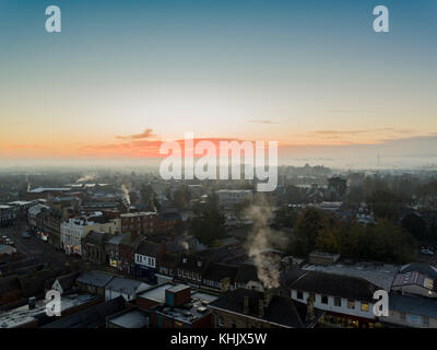 Leighton Buzzard sunrise- vista aerea Foto Stock