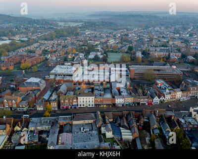 Leighton Buzzard città- vista aerea Foto Stock