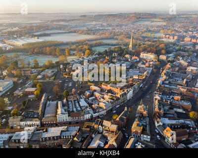 Leighton Buzzard città- vista aerea Foto Stock