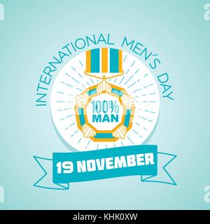 Calendario per ogni giorno il 19 novembre. bigliettino. holiday - international mens day. Icona in stile lineare Illustrazione Vettoriale