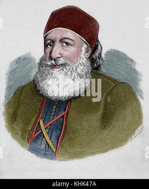 Muhammad Ali d'Egitto (1769-1849). ottomano comandante albanese nell'esercito ottomano. incisione, 1883. Foto Stock