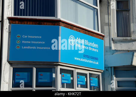 Alan Blunden broker assicurativi a Westcliff on Sea, Essex. Facciata dell'ufficio Foto Stock