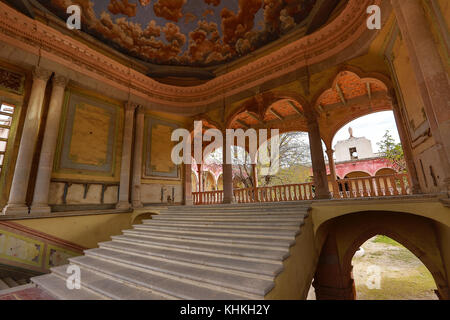 La scala principale di jaral de berrio la hacienda più grande mai costruito in Messico Foto Stock