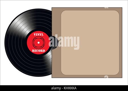 Annata record di vinile con coperchio. realistiche design vinile. illustrazione vettoriale. Illustrazione Vettoriale