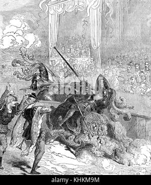 La morte di Enrico II, 1519-1559, re di Francia in un torneo di giostre Foto Stock