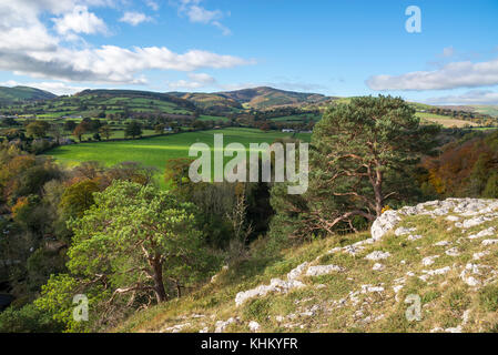 Paesaggio autunnale ai ferri corti country park, stampo, il Galles del nord. splendida vista verso moel famau. Foto Stock