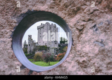 Blarney, Irlanda - Castello di Blarney, una roccaforte medievale in blarney, vicino a Cork, Irlanda e il fiume martin Foto Stock