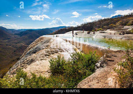 Termico molla minerale di Hierve el agua, naturali formazioni rocciose di oaxaca, Messico. Foto Stock