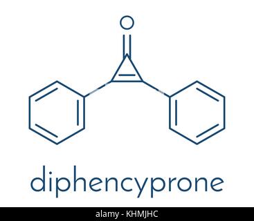 Diphencyprone (diphenylcyclopropenone) alopecia farmaco di trattamento molecola di formula scheletrico. Illustrazione Vettoriale