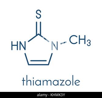 Thiamazole (methimazole) ipertiroidismo molecola di farmaco. formula scheletrico. Illustrazione Vettoriale