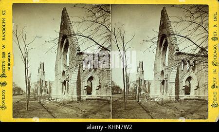 New England e Unity Churches, guardando a nord su Dearborn Street, Chicago, Illinois, 1871. Dalla Biblioteca pubblica di New York. Foto Stock