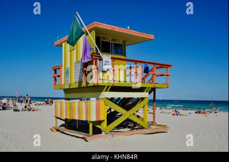 Edificio Art deco volti e design in South Beach, Miami, Florida, Stati Uniti d'America. Foto Stock