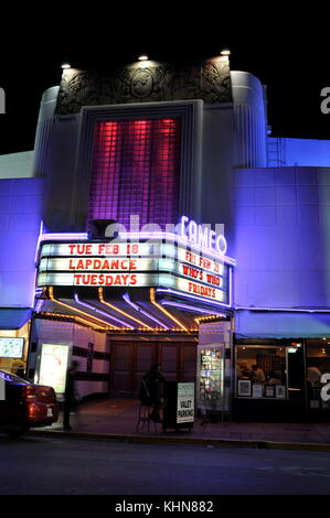 Design Art Deco di Cameo Theatre di South Beach, Miami, Florida, Stati Uniti d'America. Foto Stock