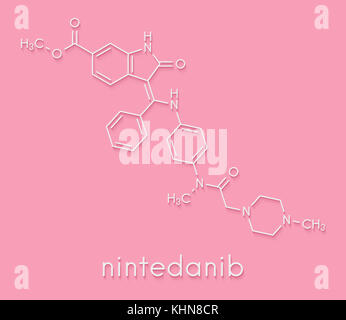 Cancro nintedanib molecola di farmaco. inibitore di angiogenesi. formula scheletrico. Foto Stock