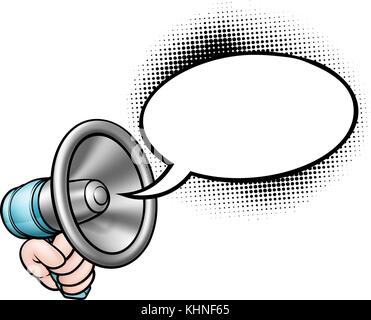 Cartoon Speech Bubble Megaphone Illustrazione Vettoriale