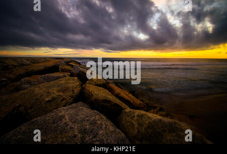 Tramonto in Kerala Beach Foto Stock