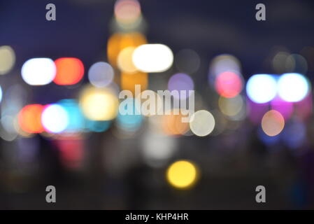 Luci sfocati di cityscape bokeh, hong kong Foto Stock