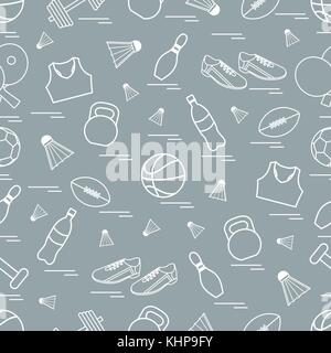 Seamless pattern sul tema sport. illustrazione vettoriale sport e attrezzature per il fitness. serie di modelli sportivi. Illustrazione Vettoriale