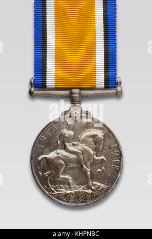 Invertire il lato di guerra britannici medal su nastro che mostra San Giorgio a cavallo. wwi Foto Stock