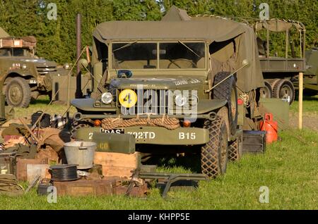 Dodge WC51 3/4 ton armi Carrier, US Army WW2 marcature, Cosby vittoria mostra, UK. Foto Stock