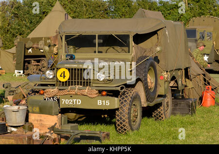 Dodge WC51 3/4 Ton armi Carrier, US Army WW2 marcature, Cosby vittoria mostra, UK. Foto Stock