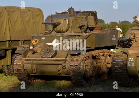 Stuart M5A1 serbatoio, US Army WW2 marcature, Cosby vittoria mostra, UK. Foto Stock