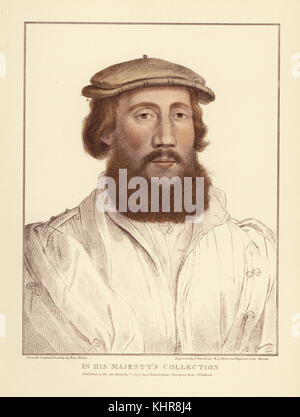 Charles Brandon, primo duca di Suffolk, primo Visconte Lisle (c.1484-1545). Handcolored incisione su rame da Francesco Bartolozzi dopo Hans Holbein da facsimili di disegni originali di Hans Holbein, Hamilton, Adams, Londra, 1884. Foto Stock