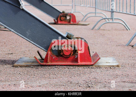 Carrello forte outrigger stabilizzare le gambe estese. Foto Stock