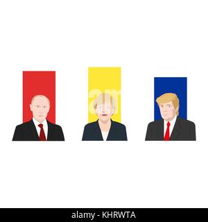 Novembre 19.11.2017. llustrazione editoriale è che mostra un punteggio di popolarità di noti politici di Vladimir Putin, Angela Merkel e donald t Illustrazione Vettoriale