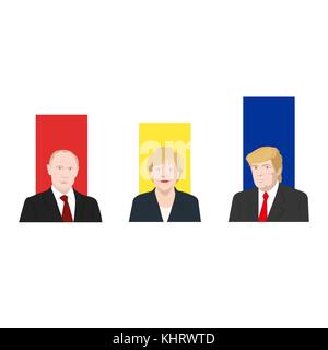 Novembre 19.11.2017. llustrazione editoriale è che mostra un punteggio di popolarità di noti politici di Vladimir Putin, Angela Merkel e donald t Illustrazione Vettoriale