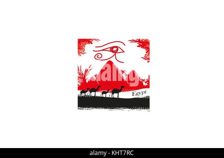 Simboli di Egitto e piramidi Illustrazione Vettoriale