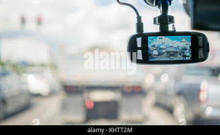 Camera car per la sicurezza sulla strada incidente Foto Stock