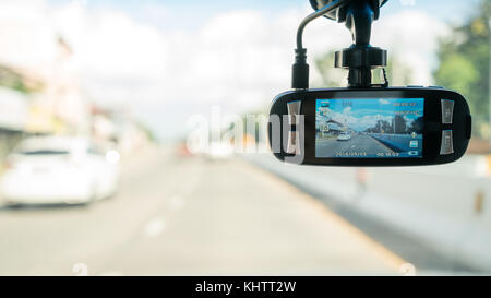 Camera car per la sicurezza sulla strada incidente Foto Stock