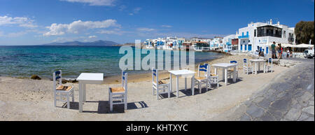 Gastronomie di Klein Venedig in Mykonos-Stadt, gastronomia a little venice a Mykonos-town, MYKONOS Isola, Cicladi, Egeo, Grecia, Foto Stock