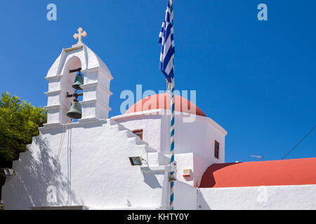 Chiesa ortodossa a Mykonos-town, chora, MYKONOS Isola, Cicladi, Egeo, Grecia Foto Stock
