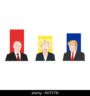 Novembre 19.11.2017. llustrazione editoriale è che mostra un punteggio di popolarità di noti politici: Vladimir Putin, Angela Merkel e donald Foto Stock
