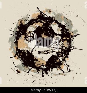 Giocatore di calcio all'interno della impronta della sfera Illustrazione Vettoriale