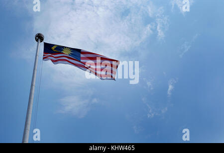 Viste generali della Malesia bandiera gigante al Dataran Merdeka a Kuala Lumpur in Malesia per il 28 maggio 2017. Foto Stock